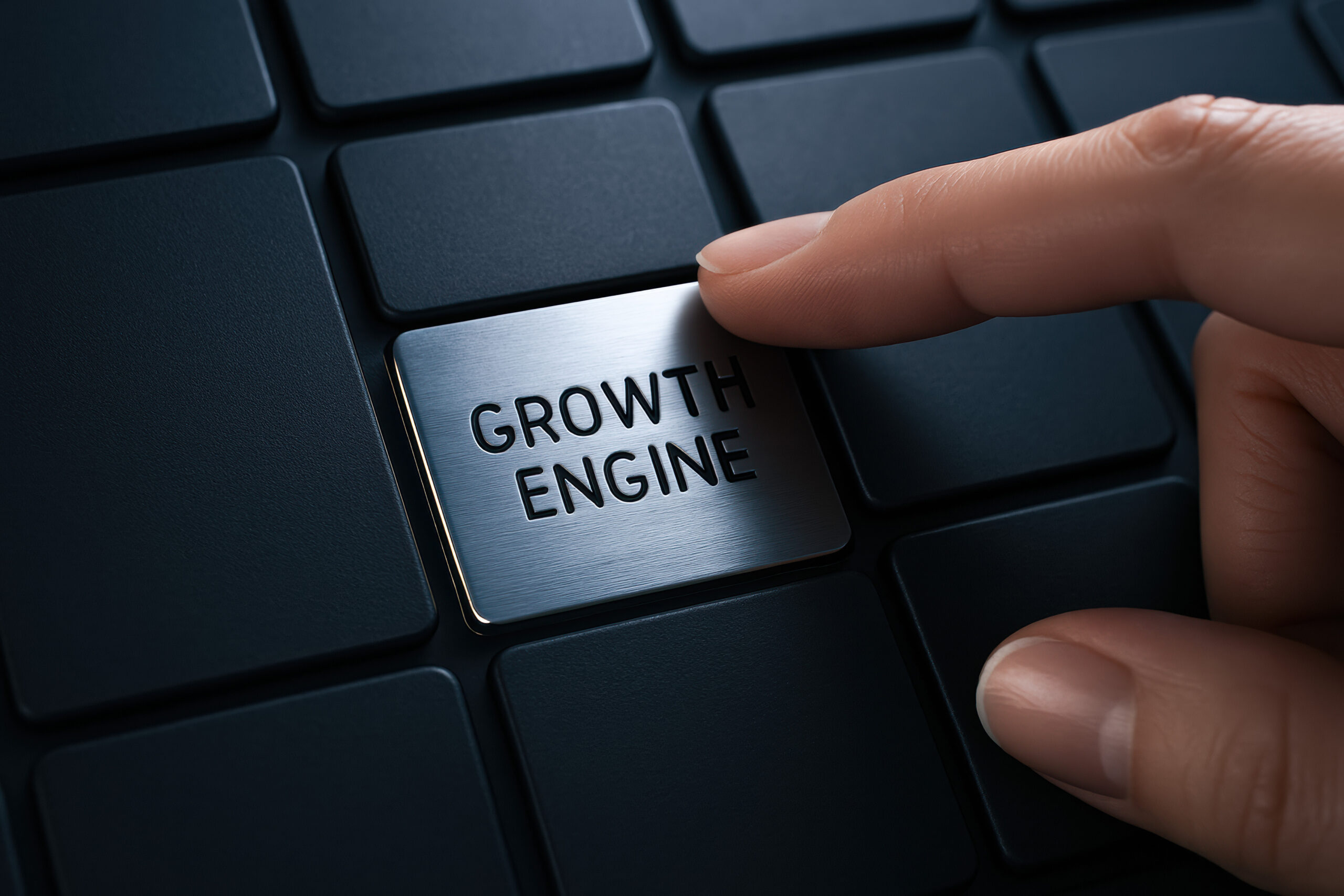 Advisor activating a digital growth engine button, symbolizing how a donor advised fund for firm growth drives retention and client loyalty.
