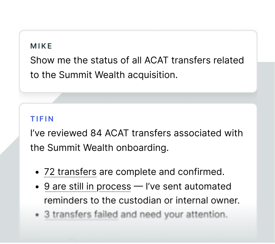 Screenshot of client communicating with an agent.
